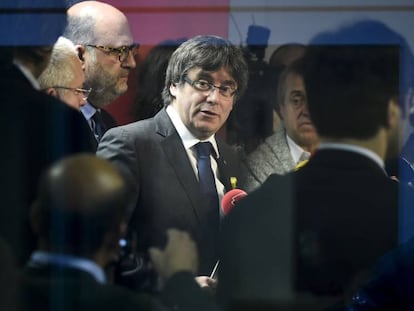 Carles Puigdemont, el día 22, en una rueda de prensa en Bruselas.