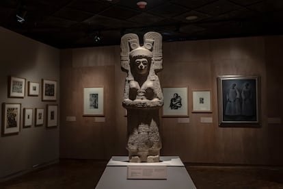 Vista de la escultura "La joven de Amajac", una figura descubierta a inicios de año en la huasteca veracruzana.