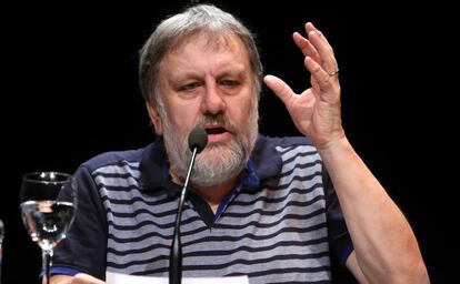 Slavoj Žižek, la tarde del miércoles en el Círculo de Bellas Artes de Madrid.