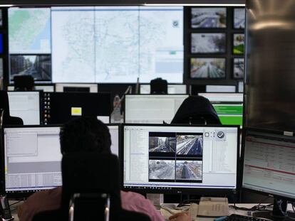 Sala de control de gestió de la mobilitat de l'Ajuntament de Barcelona.