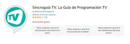 Aquí podemos activar la skill de la programación de TV en Alexa