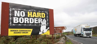 Cartel en Irlanda del Norte pidiendo que no se imponga una frontera en la isla. 