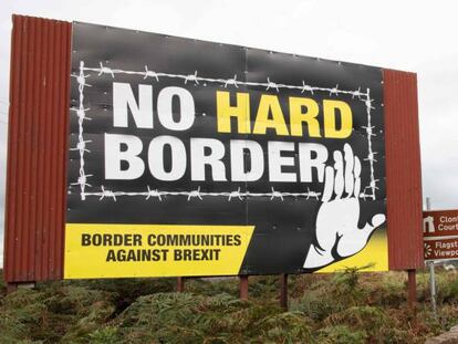 Cartel en Irlanda del Norte pidiendo que no se imponga una frontera en la isla. 