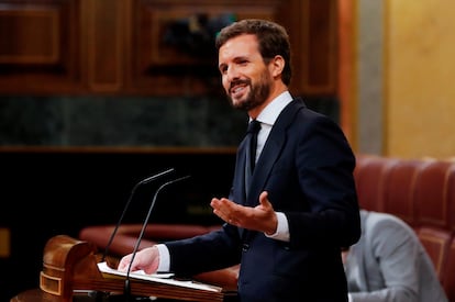 Pablo Casado, durante su intervención en el Congreso el pasado miércoles.