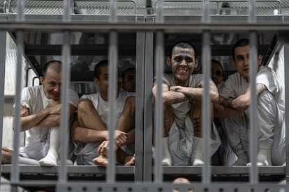 Prisoners at the Terrorism Confinement Center (CECOT) in the municipality of Tecoluca, El Salvador, on February 6, 2024.