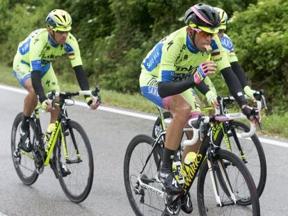 Alberto Contador y algunos compañeros, el pasado viernes.