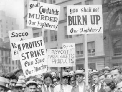 Manifestación en Manhattan (1927) por el caso 'Sacco-Vancetti'.