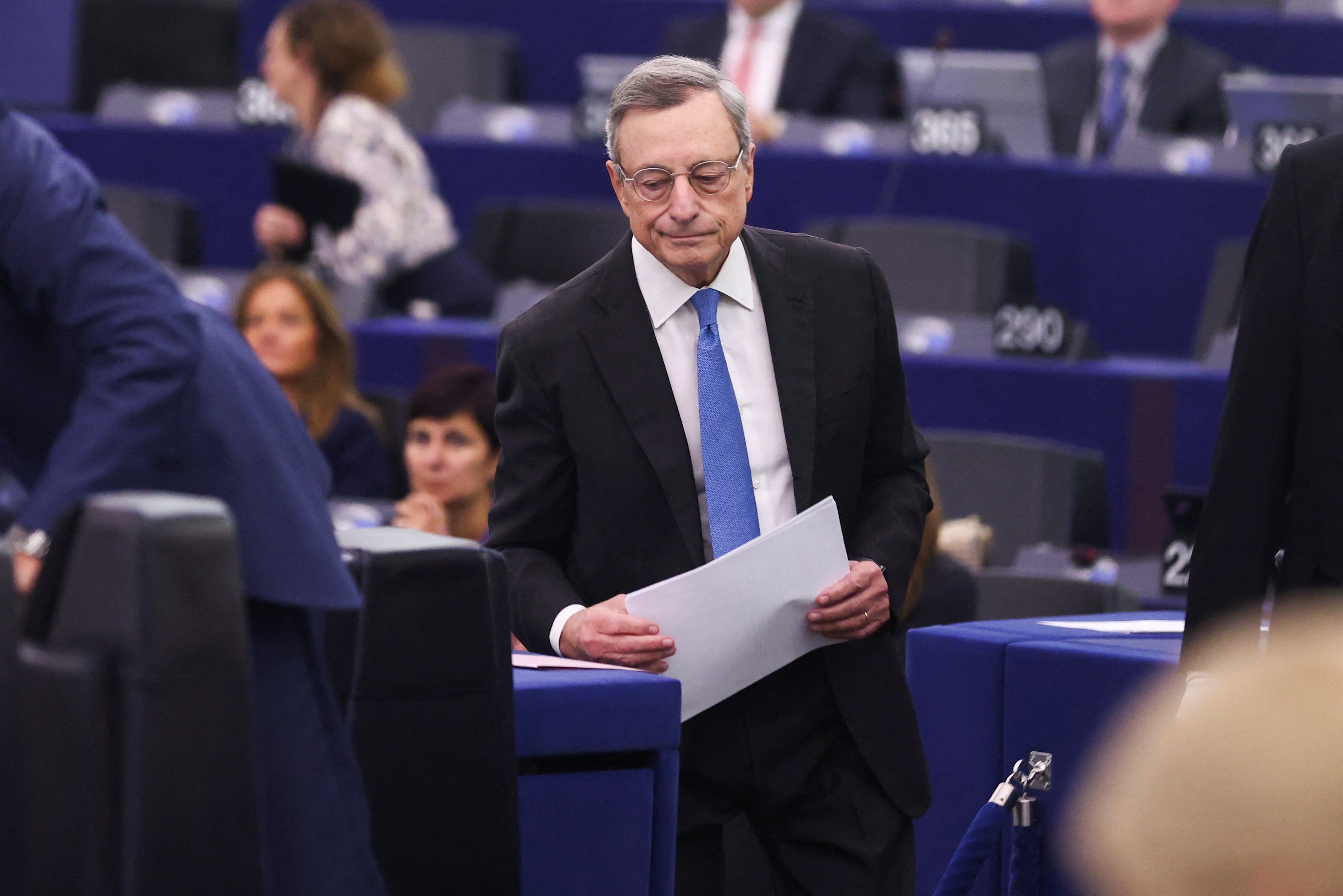 El expresidente del BCE Mario Draghi después de presentar su informe sobre competitividad, el 17 de septiembre.