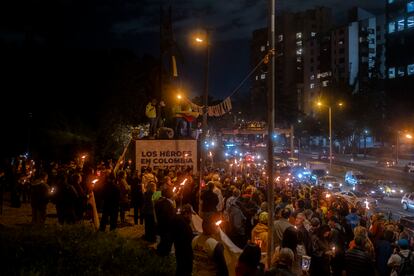El plantón de antorchas, este lunes en Bogotá.