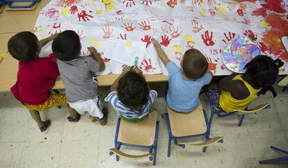 Aula de la escuela de verano del colegio de Educación Infantil y Primaria Manuel Altolaguirre, de Málaga, en 2014.