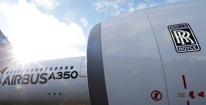 Airbus A350 con motor de Rolls Royce en la sede de Airbus en Toulouse (Francia). 