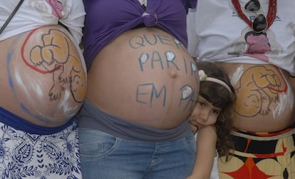 Protesto pelo parto humanizado no Rio de Janeiro.