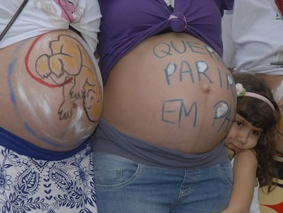 Protesto pelo parto humanizado no Rio de Janeiro.