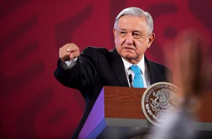 El presidente mexicano López Obrador, este miércoles en Palacio Nacional.