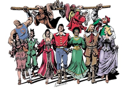 'El Corsario de Hierro' fue otra serie de historietas de aventuras creada por Mora y su compañero, el dibujante Ambrós, que empezó a publicarse en 1970 en el semanario de humor 'Mortadelo' (editorial Bruguera).