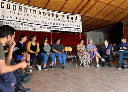 Miembros de la coordinadora rural y vecinos de Culiprán y Popeta reunidos con la diputada Camila Musante.