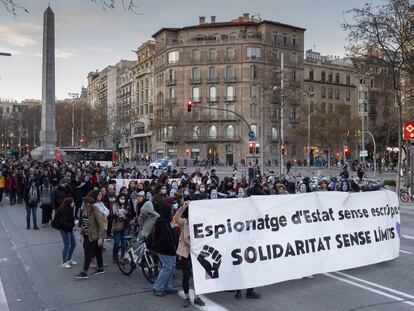 Manifestación contra el policía infiltrado en movimientos sociales de Barcelona.