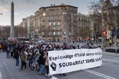 Manifestación contra el policía infiltrado en movimientos sociales de Barcelona.