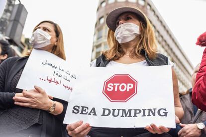 Manifestación en Beirut contra la gestión de las basuras, el pasado domingo.