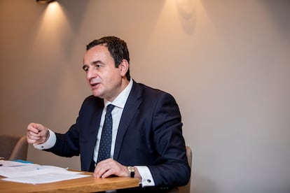 Albin Kurti, durante la entrevista.