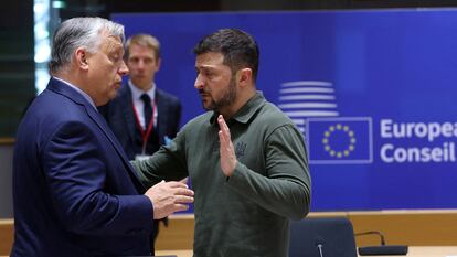Orbán y Zelenski, el pasado jueves en Bruselas.