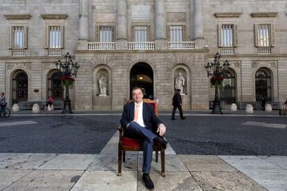 Alfred Bosch, alcaldable d'ERC, a la plaça Sant Jaume.