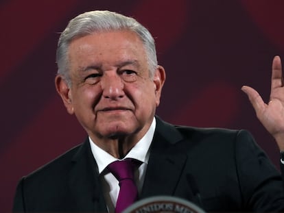 Andrés Manuel López Obrador, durante su conferencia matutina del 21 de noviembre de 2023, en Ciudad de México.