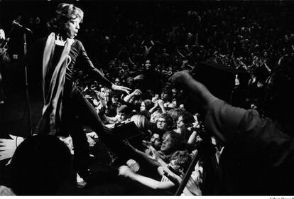 Jagger durante el concierto de Altamont.