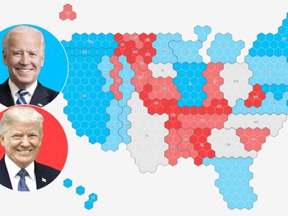 Consulte abajo los datos de encuestas y predicción por Estados / EL PAÍS