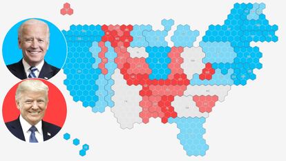 Consulte abajo los datos de encuestas y predicción por Estados / EL PAÍS