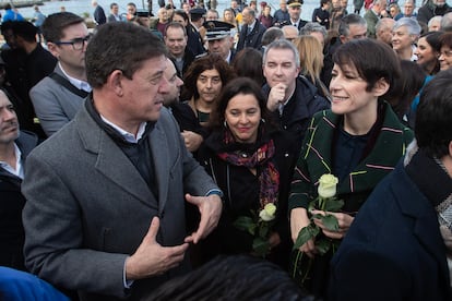 José Ramón Gómez Besteiro, candidato del PSdeG, y Ana Pontón, candidata del BNG, en un momento de la campaña de las elecciones gallegas.
