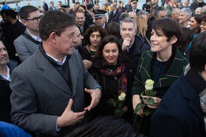 José Ramón Gómez Besteiro, candidato del PSdeG, y Ana Pontón, candidata del BNG, en un momento de la campaña de las elecciones gallegas.