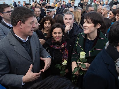 José Ramón Gómez Besteiro, candidato del PSdeG, y Ana Pontón, candidata del BNG, en un momento de la campaña de las elecciones gallegas.