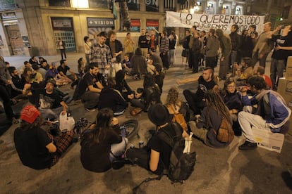 Acampada del Movimiento 15-M, en la Puerta del Sol, en Madrid