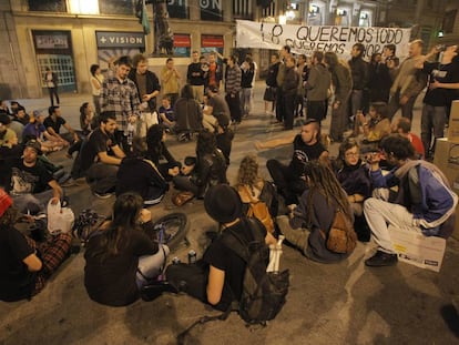 Acampada del Movimiento 15-M, en la Puerta del Sol, en Madrid