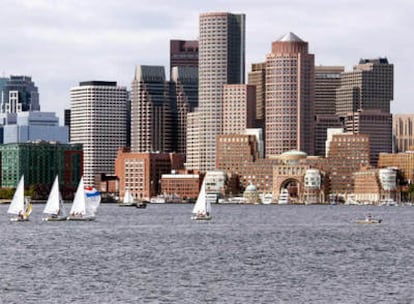 Panorámica del centro financiero de Boston, capital del estado de Massachusetts, Estados Unidos