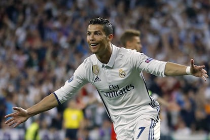 Cristiano Ronaldo celebra un dels seus gols al Bayern.