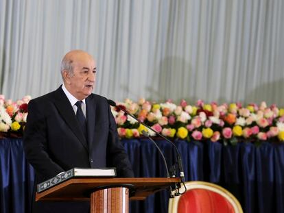 El presidente de Argelia, Abdelmayid Tebún, durante la ceremonia de asunción del cargo celebrada el 19 de diciembre de 2019 en Argel.