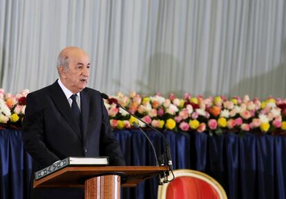 El presidente de Argelia, Abdelmayid Tebún, durante la ceremonia de asunción del cargo celebrada el 19 de diciembre de 2019 en Argel.