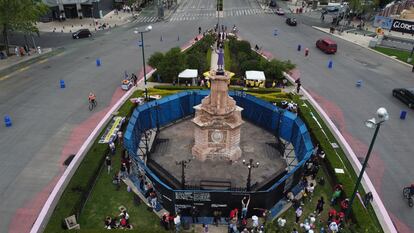 Vista aérea de la ex glorieta de Colón, en Ciudad de México.