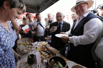 Jaroslaw Kaczynski en un picnic organizado por PiS en Polajewo, el pasado 30 de julio.