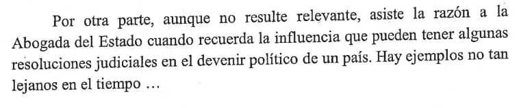 El párrafo del auto del TSJM que 