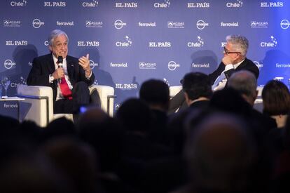 Sebastián Piñera, presidente de Chile, y Javier Moreno en el Foro 'Desafios en Chile'.