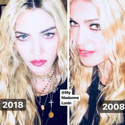 Madonna se muestra en dos fotografías que fácilmente podrían haber sido tomadas el mismo día, pero que en realidad tienen 10 años de diferencia.