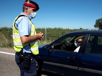 A police checkpoint at Segrià today.