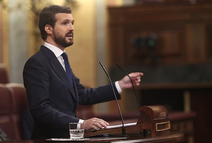 Popular Party leader Pablo Casado in Congress on Thursday.