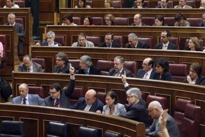 Bancada del PNV, CiU, ERC e IU-ICV en el Congreso de los Diputados.