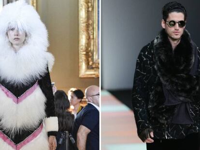 Desfile de Gucci, en mayo de este a&ntilde;o. Y un modelo de Armani en 2016.