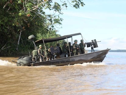 Brazilian soldiers participating in the search for Phillips and Pereira on Tuesday.