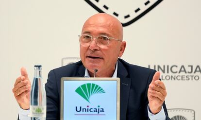 Antonio Jesús López Nieto, en la rueda de prensa de presentación como presidente del Unicaja, en una imagen del club.